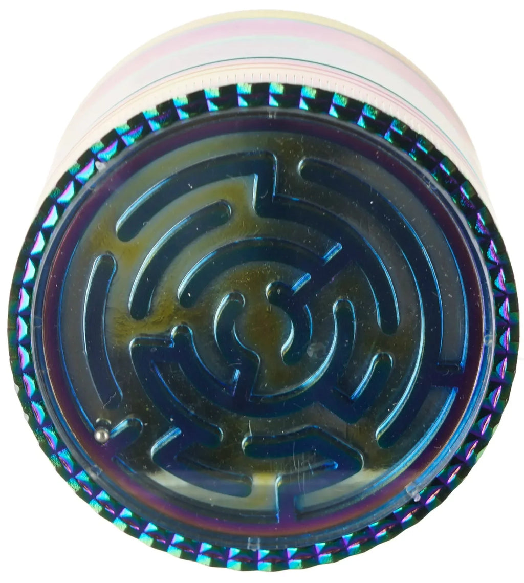 2.45" Maze Top 4 Piece Grinder Herb Spice Crusher Rainbow Color