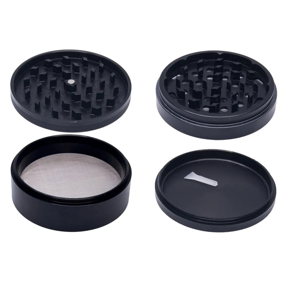 4" Aluminum Huge 4 Piece Grinder Tobacco Herb Spice Crusher w/ Gift Box Black