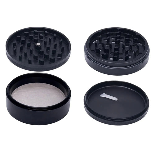 4" Aluminum Huge 4 Piece Grinder Tobacco Herb Spice Crusher w/ Gift Box Black