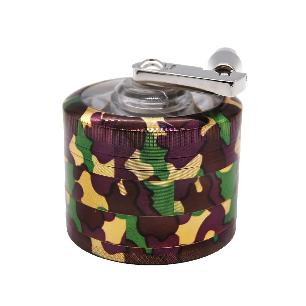 2" Tobacco Herb Spice Grinder W/ Handle Crank Smoke Metal Chromium Crusher CAMO