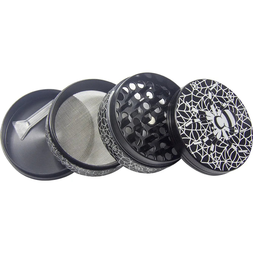 2" Spider Web Herb Grinder 4-Piece Metal Spice Crusher with Multiple Colors gift gift for man birthday Christmas
