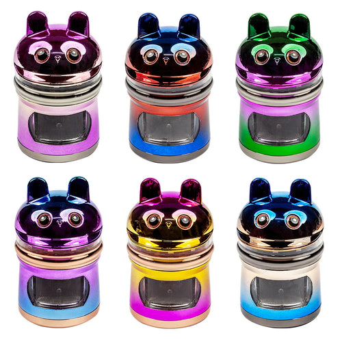 2.44''' 4 Layer Metal Spice Herb Cute Rabbit Grinder with Side Drawer Manual Herb, Salt, and Pepper Tobacco Crusher Gift for Man