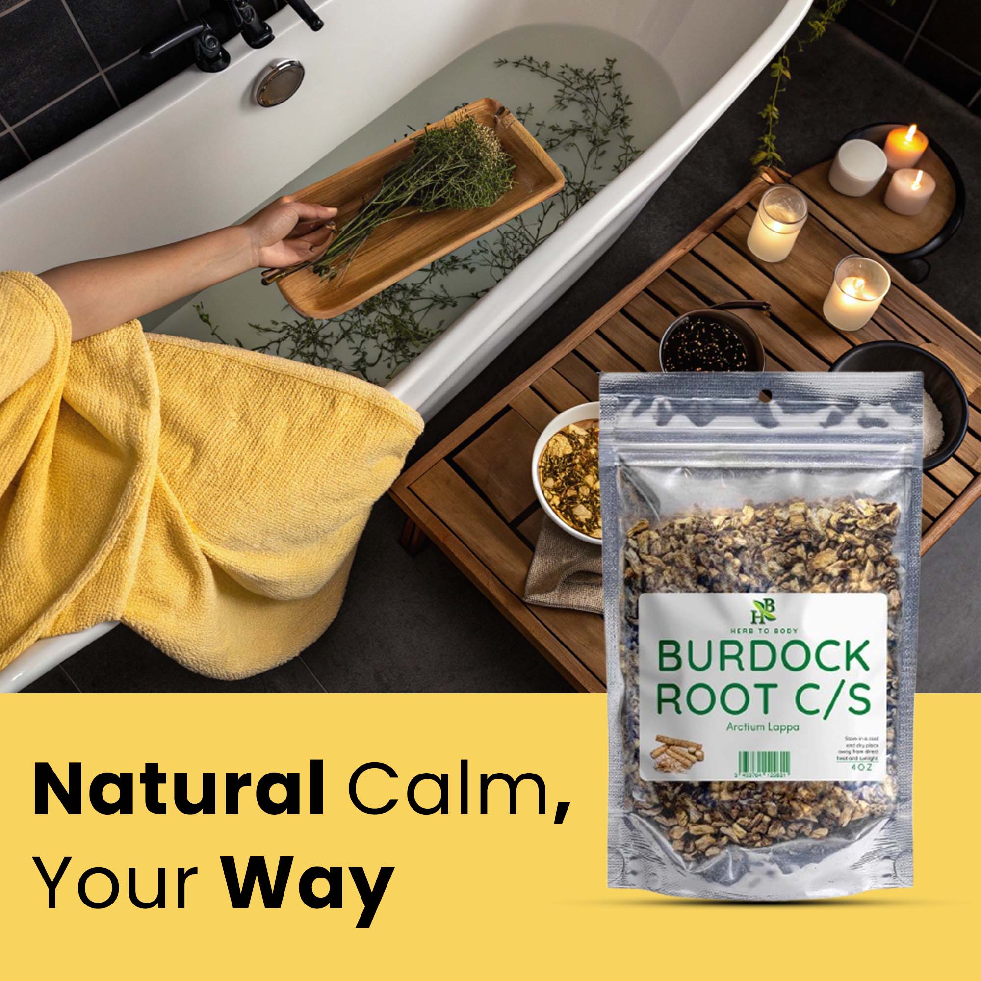 Herb To Body Burdock Root Cut and Sifted Dried Herb