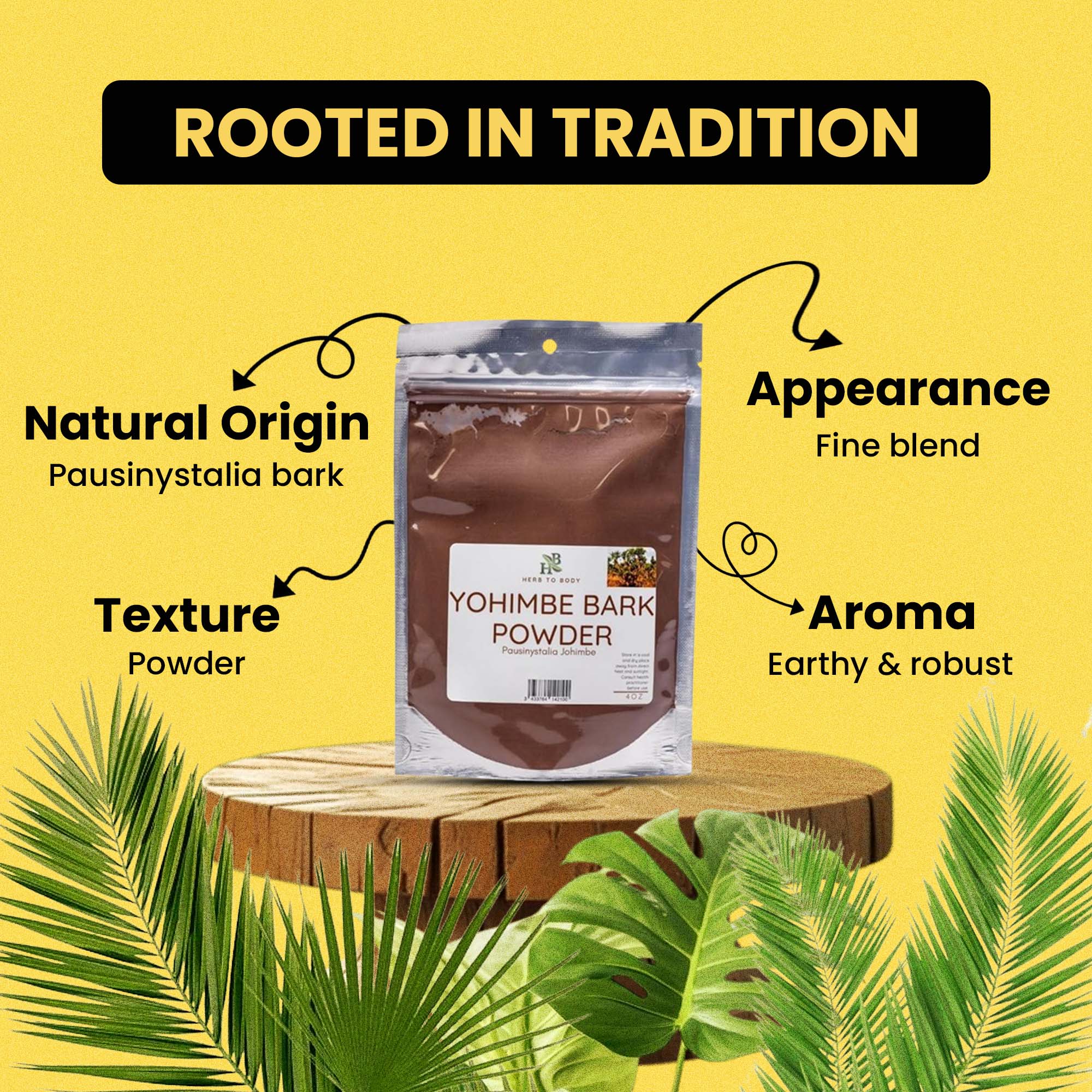 Herb To Body Yohimbe Bark Powder Wild Harvested Fine Ground