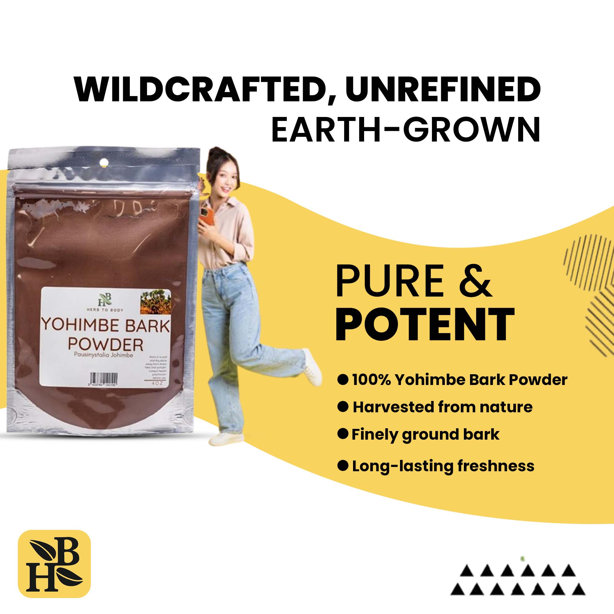 Herb To Body Yohimbe Bark Powder Wild Harvested Fine Ground