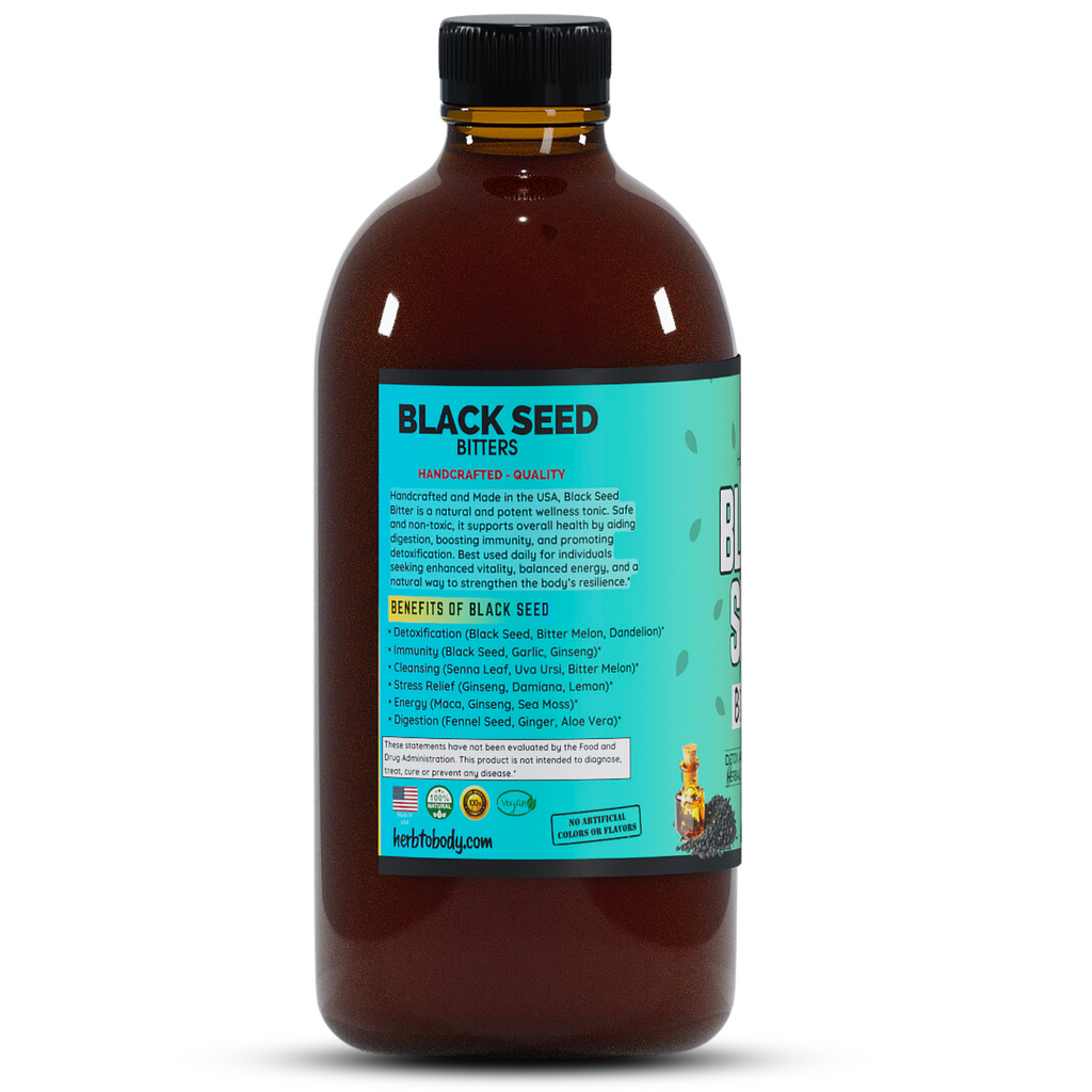Herb To Body Black Seed Bitters Liquid Herbal Tonic 16 fl oz