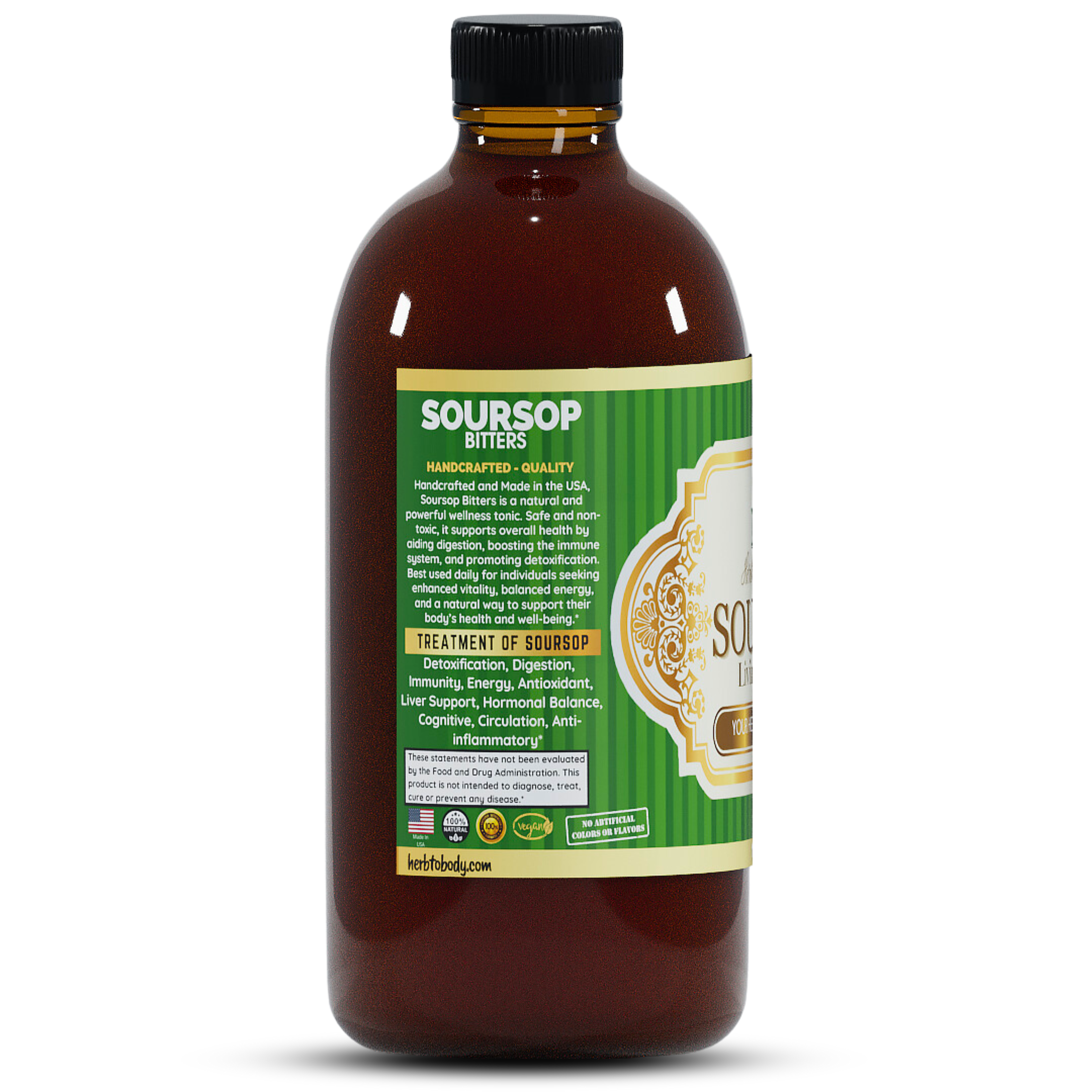 Herb to Body Soursop Living Bitter Herbal Supplement 16 fl oz