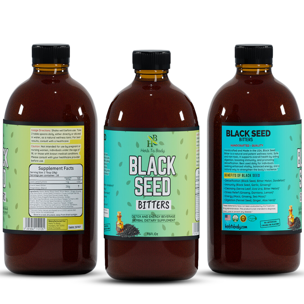 Herb To Body Black Seed Bitters Liquid Herbal Tonic 16 fl oz