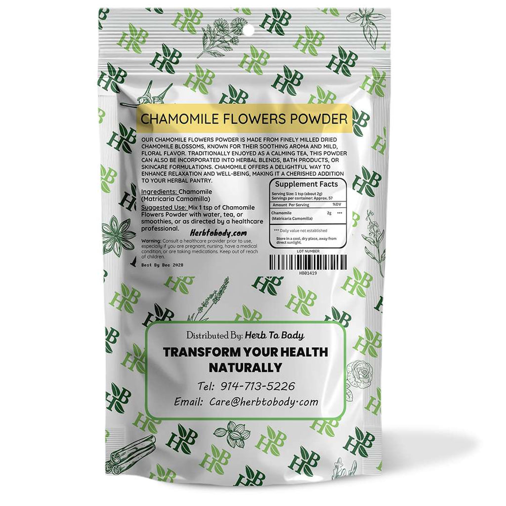 Herb To Body Chamomile Flowers Powder Milled Egyptian Botanical Supplement