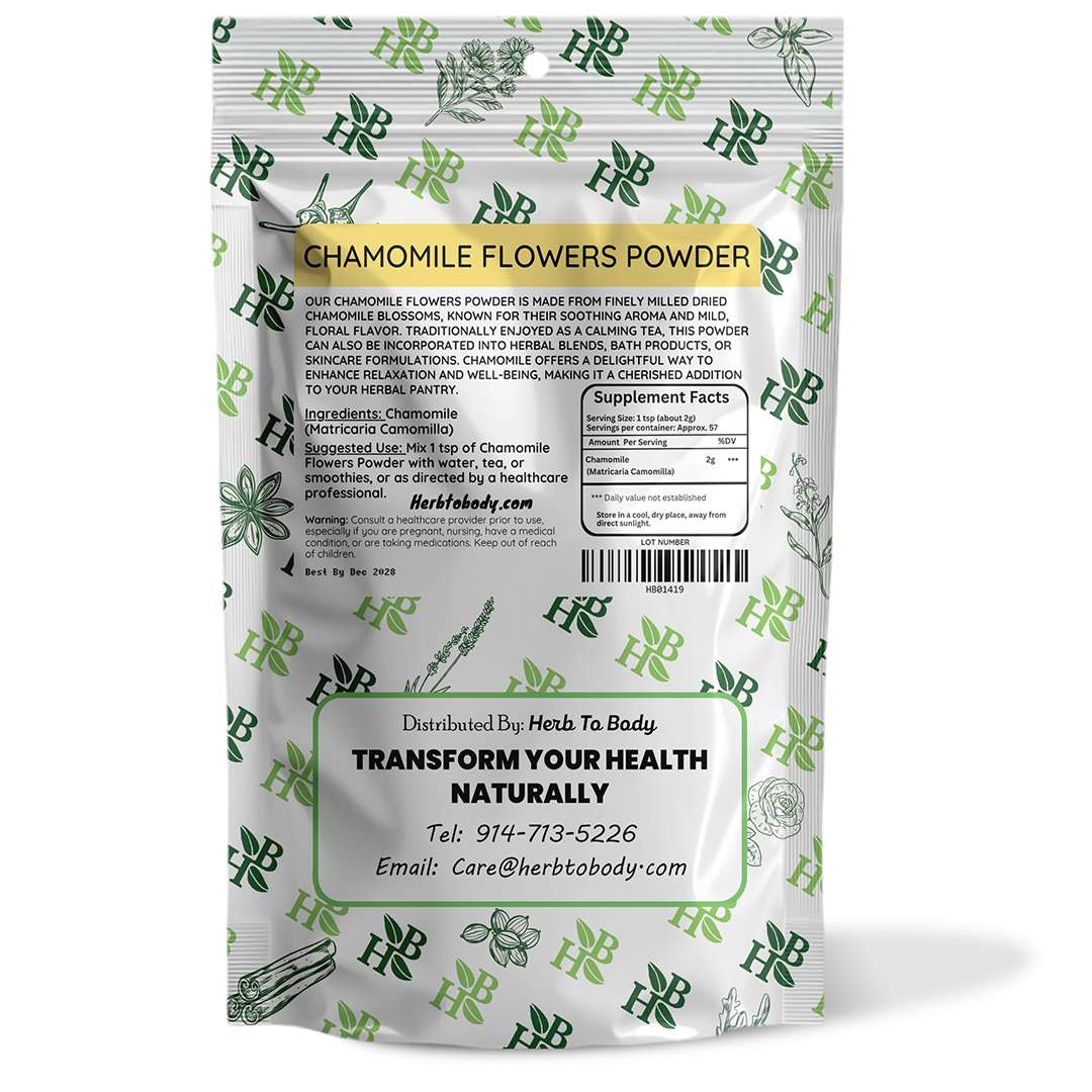 Herb To Body Chamomile Flowers Powder Milled Egyptian Botanical Supplement