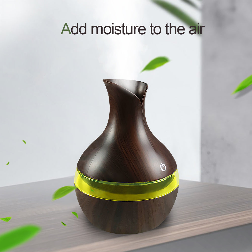 Wooden Humidifier Gift Set  300ml USB Diffuser with 2  Essential Oils Perfect for Stress Relief  Better Sleep