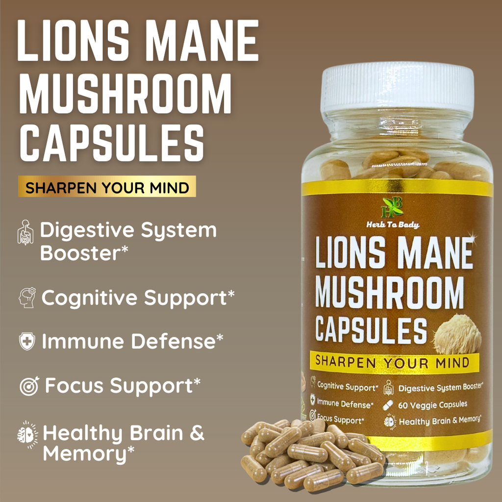 Herb To Body Lion's Mane Mushroom Capsules 60 Count