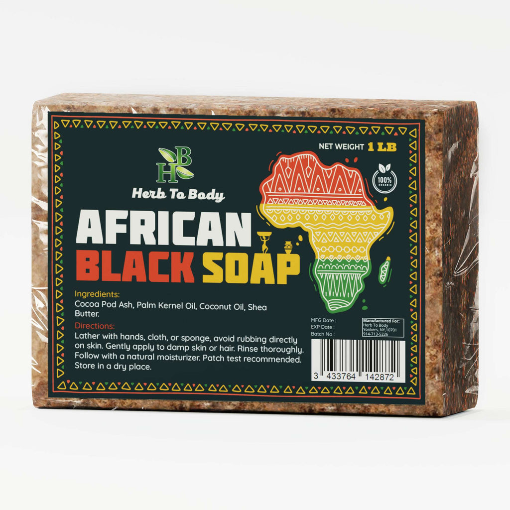 Herb to Body Authentic African Black Soap 1lb Bar