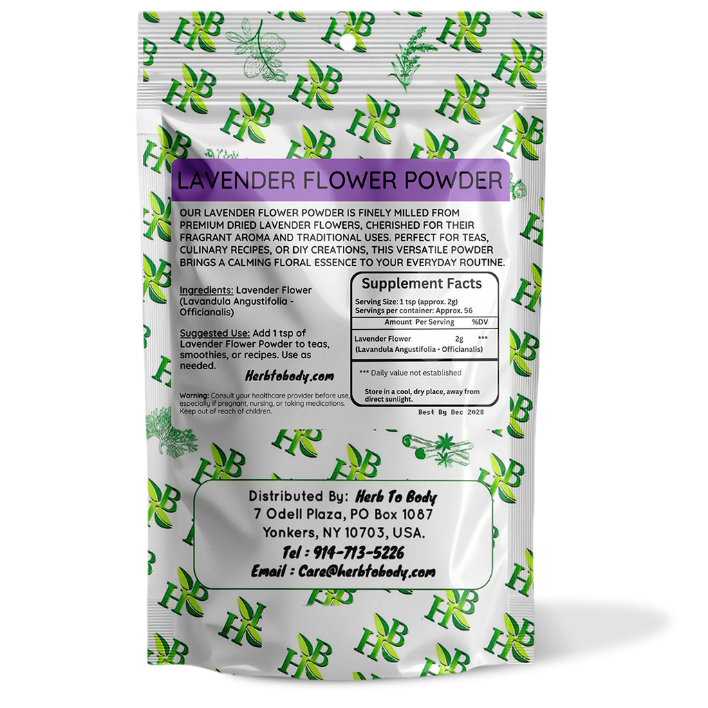 Herb To Body Lavender Flowers Powder Fine Ground 4oz