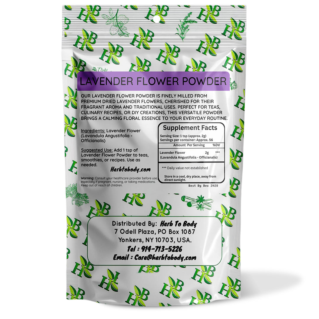 Herb To Body Lavender Flowers Powder Fine Ground 4oz