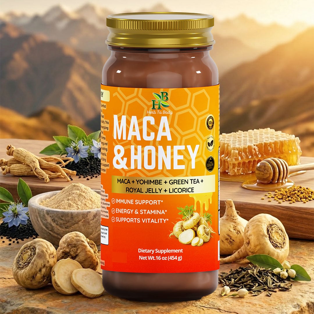Herb To Body Maca Root Raw Honey Blend 16 oz