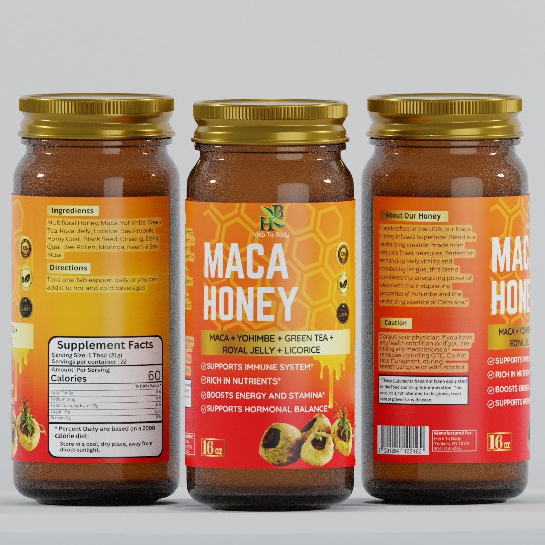 Herb To Body Maca Root Raw Honey Blend 16 oz
