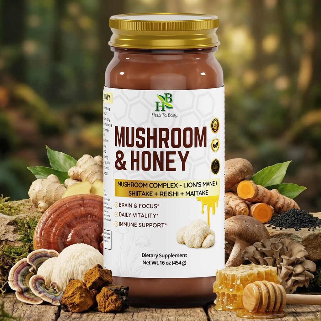 Herb to Body Mushroom Honey Blend 16 oz Jar