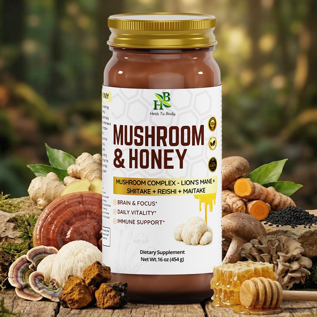 Herb to Body Mushroom Honey Blend 16 oz Jar