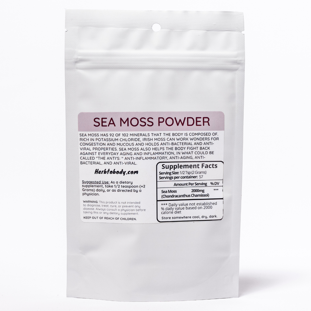 Herb To Body Organic Sea Moss Powder Red Seaweed Supplement