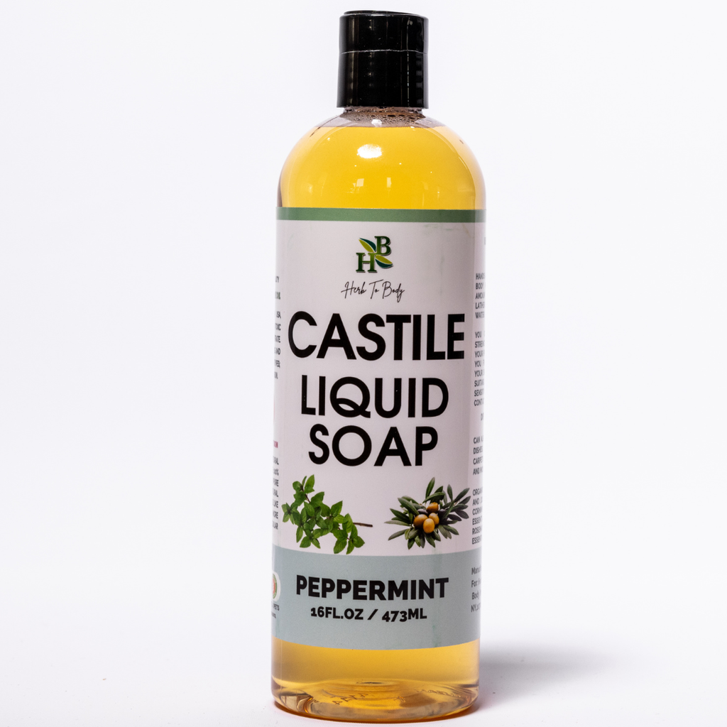 Herb to Body Peppermint Castile Liquid Soap Organic 16 oz