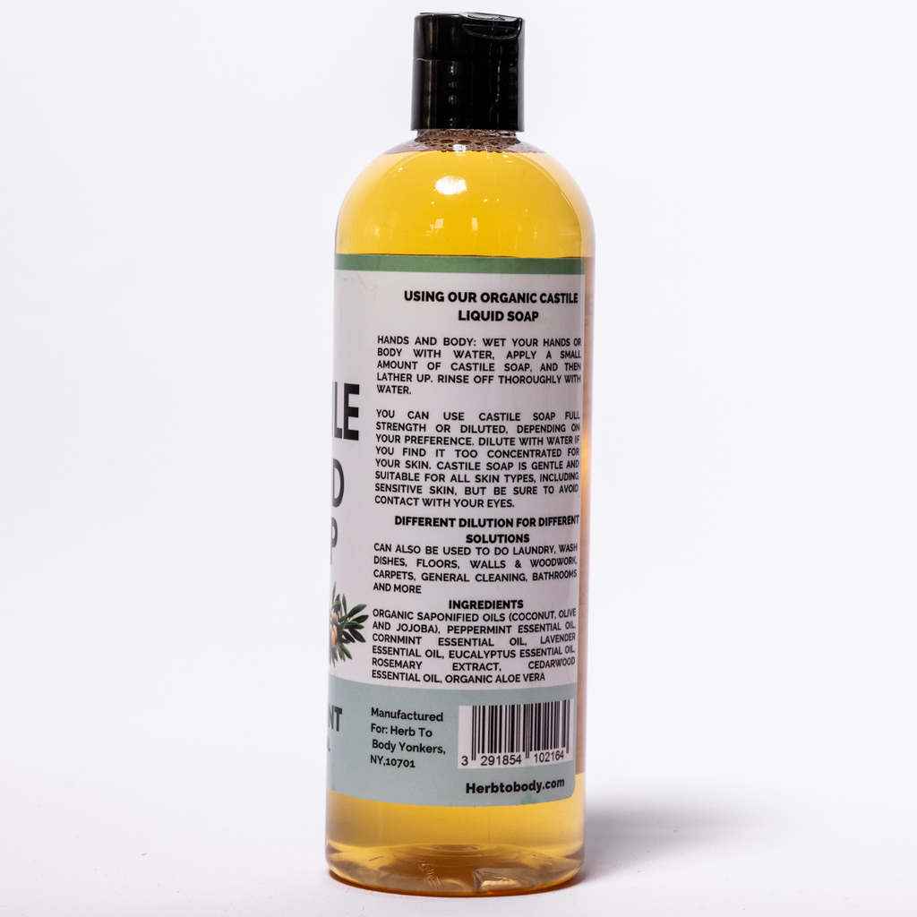 Herb to Body Peppermint Castile Liquid Soap Organic 16 oz