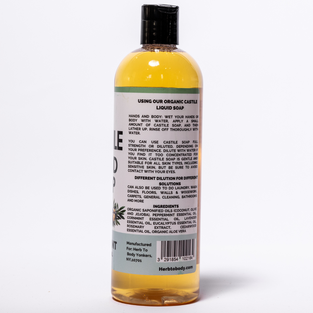 Herb to Body Peppermint Castile Liquid Soap Organic 16 oz