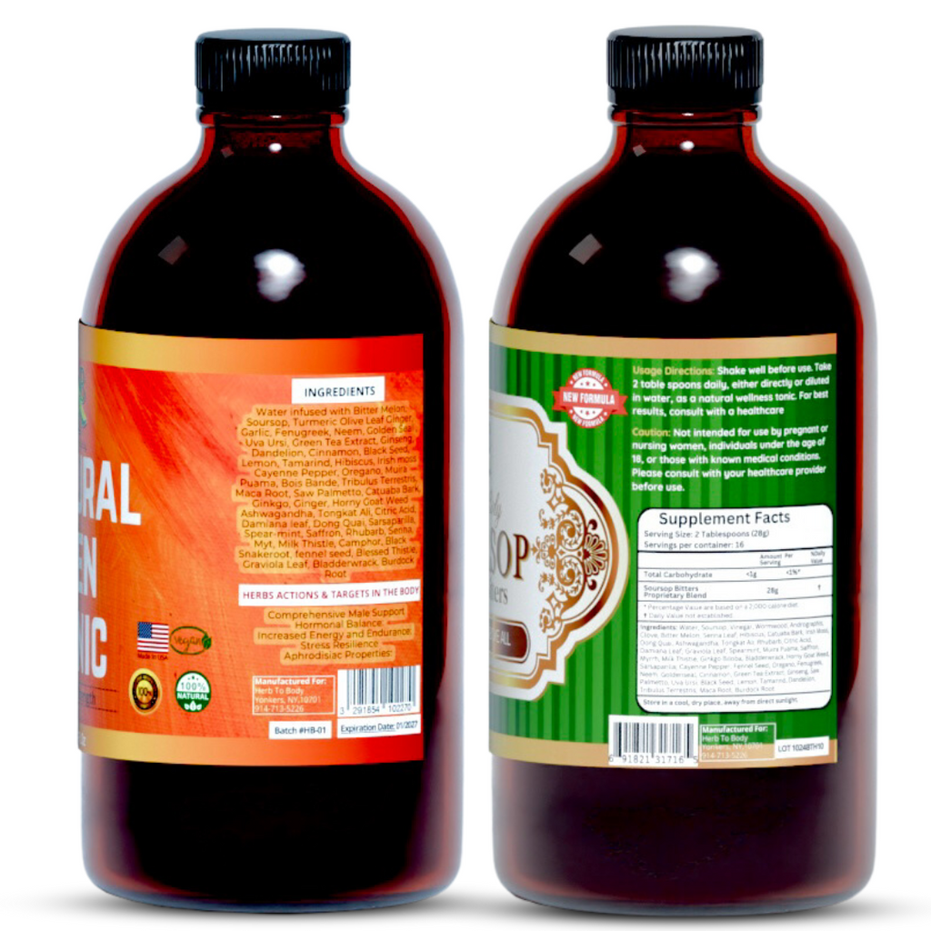 Herb to Body Soursop Bitter Natural Men Tonic 16 oz