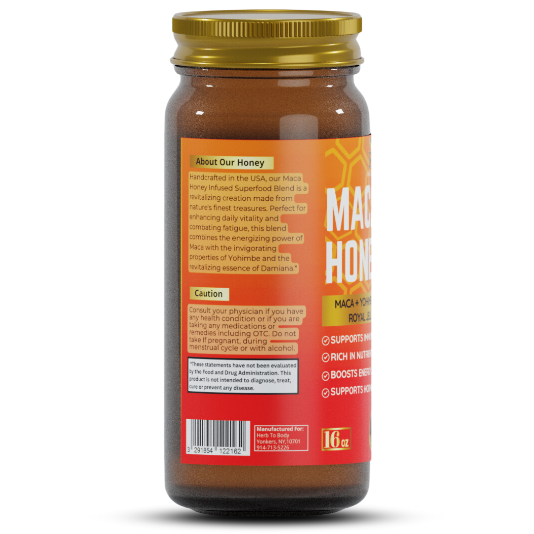 Herb To Body Maca Root Raw Honey Blend 16 oz