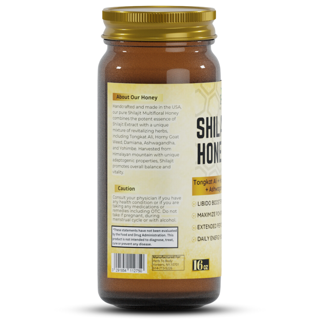 Herb to Body Shilajit Honey Botanical Blend 16oz Jar