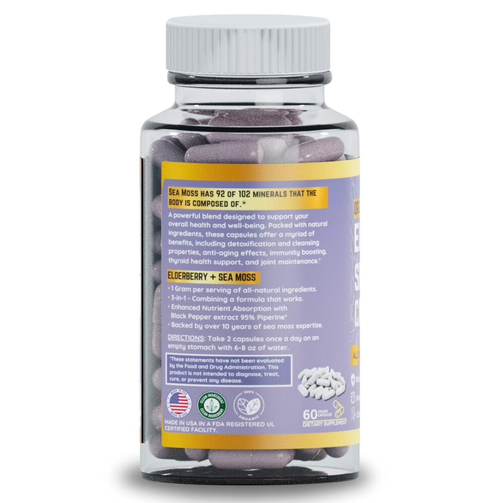 Herb to Body Elderberry Sea Moss Capsules 60 Count