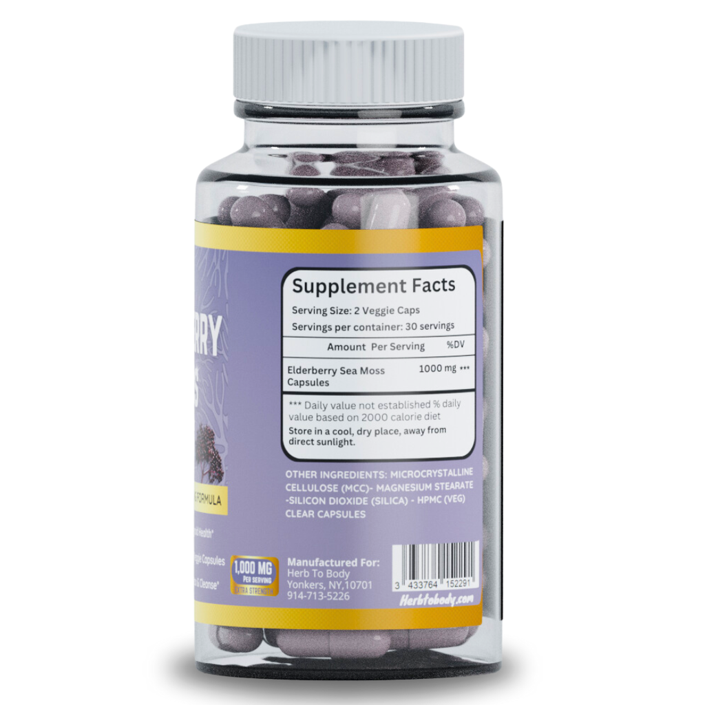 Herb to Body Elderberry Sea Moss Capsules 60 Count