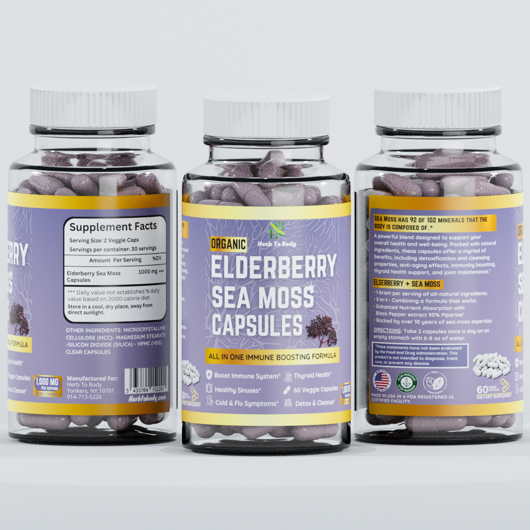 Herb to Body Elderberry Sea Moss Capsules 60 Count