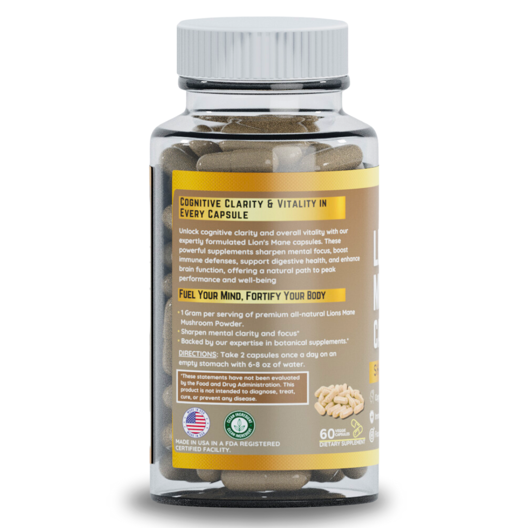 Herb To Body Lion's Mane Mushroom Capsules 60 Count