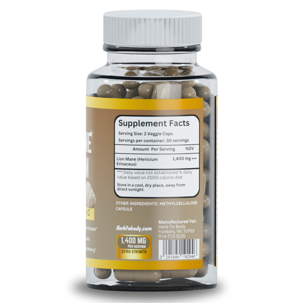 Herb To Body Lion's Mane Mushroom Capsules 60 Count