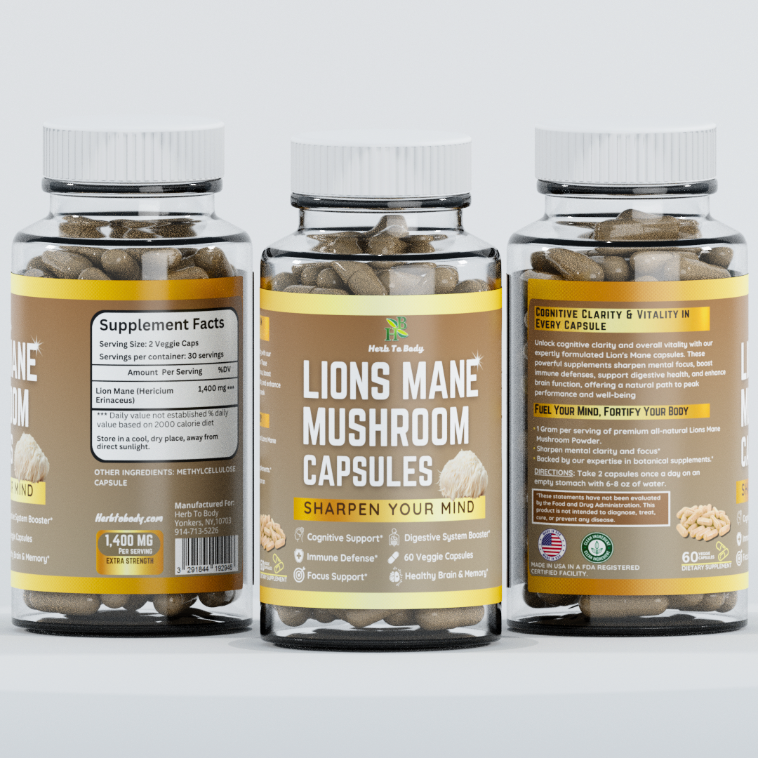 Herb To Body Lion's Mane Mushroom Capsules 60 Count