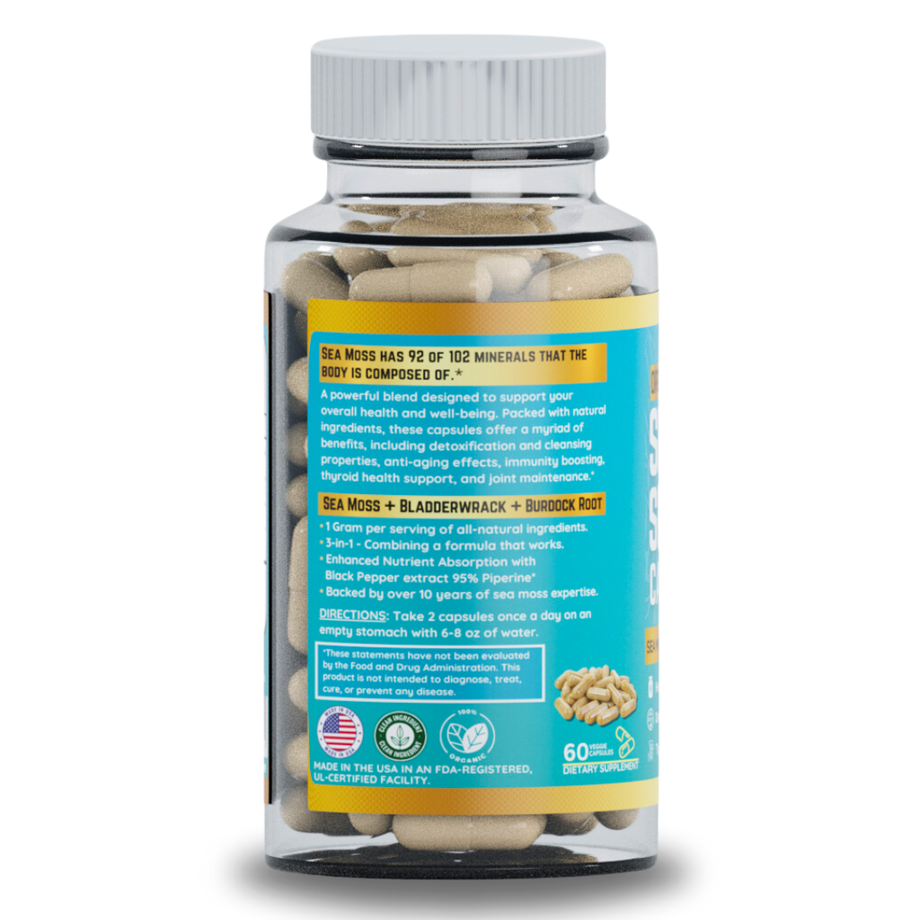 Herb To Body Organic Super Sea Moss Capsules 60 Count