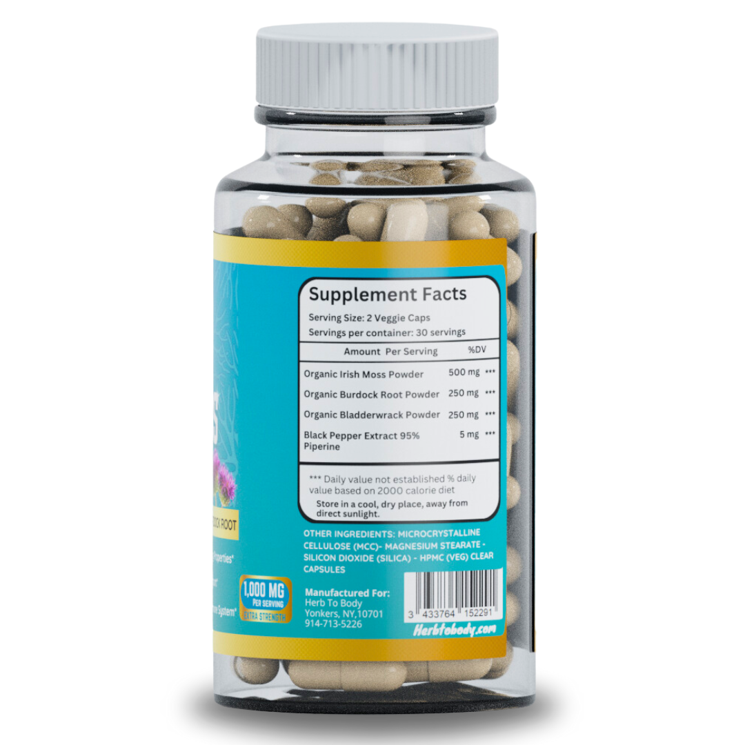 Herb To Body Organic Super Sea Moss Capsules 60 Count