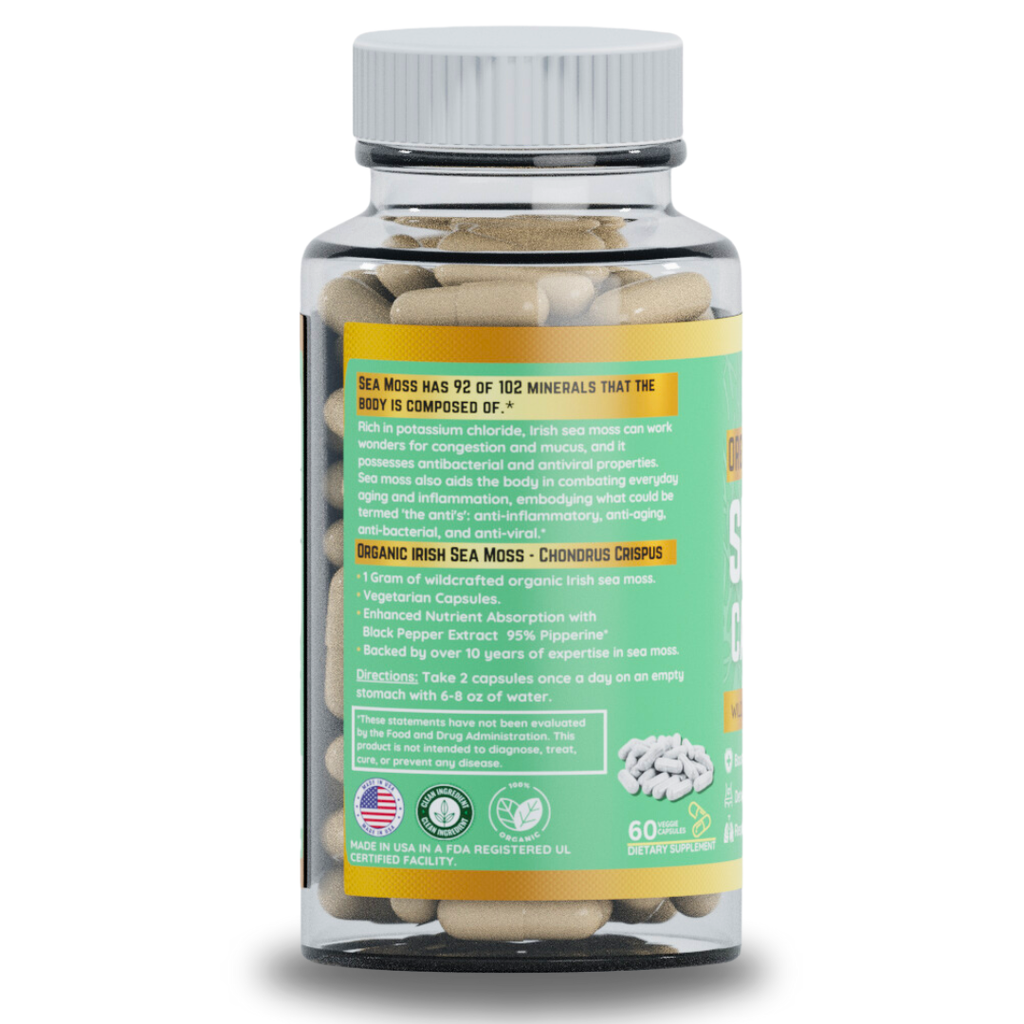 Herb To Body Organic Sea Moss Capsules 60 Count