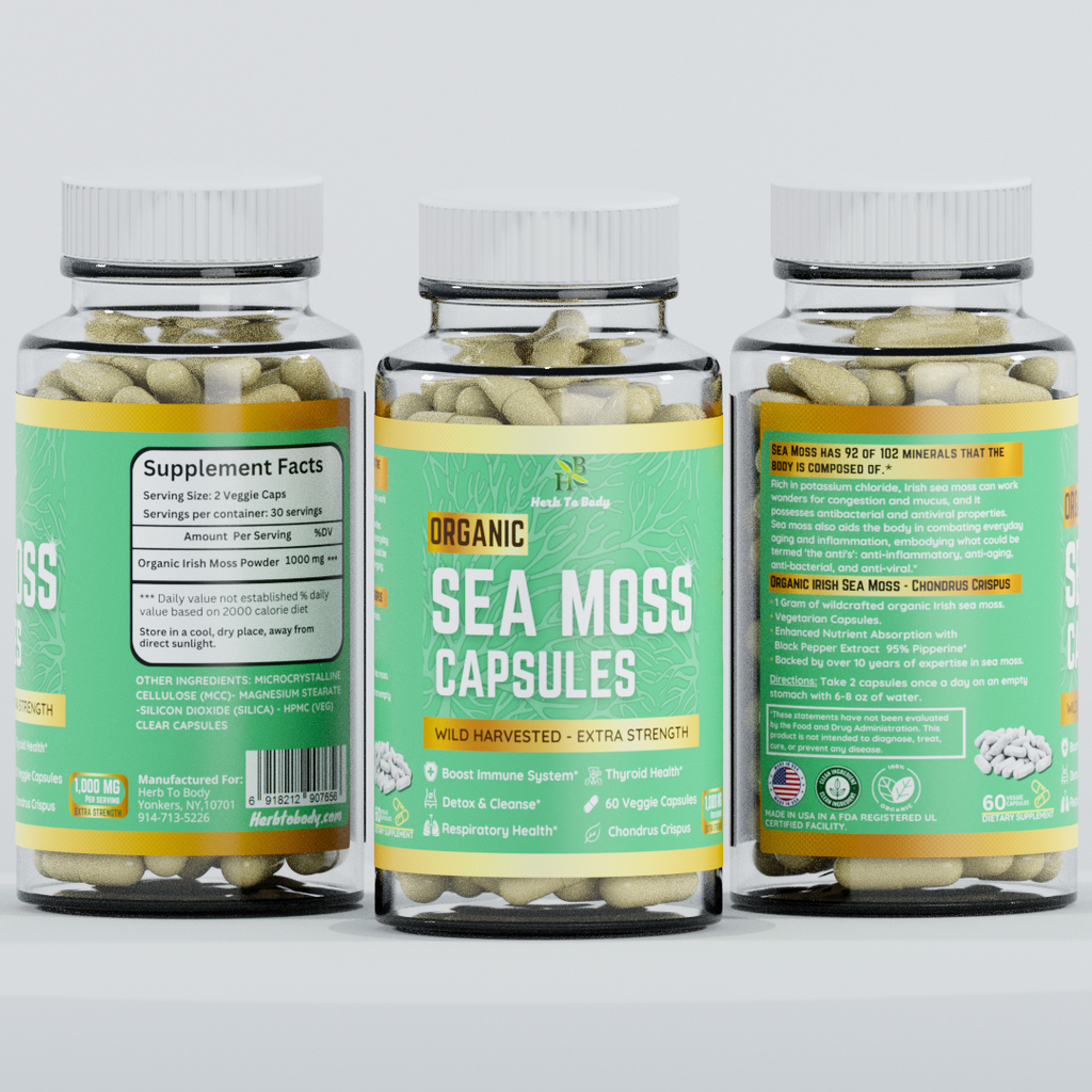 Herb To Body Organic Sea Moss Capsules 60 Count