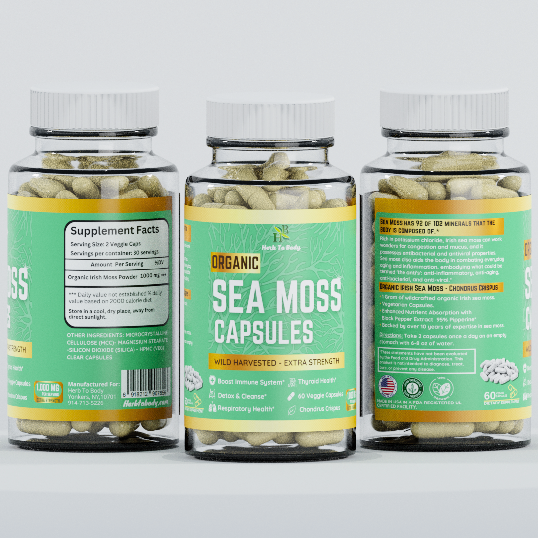 Herb To Body Organic Sea Moss Capsules 60 Count
