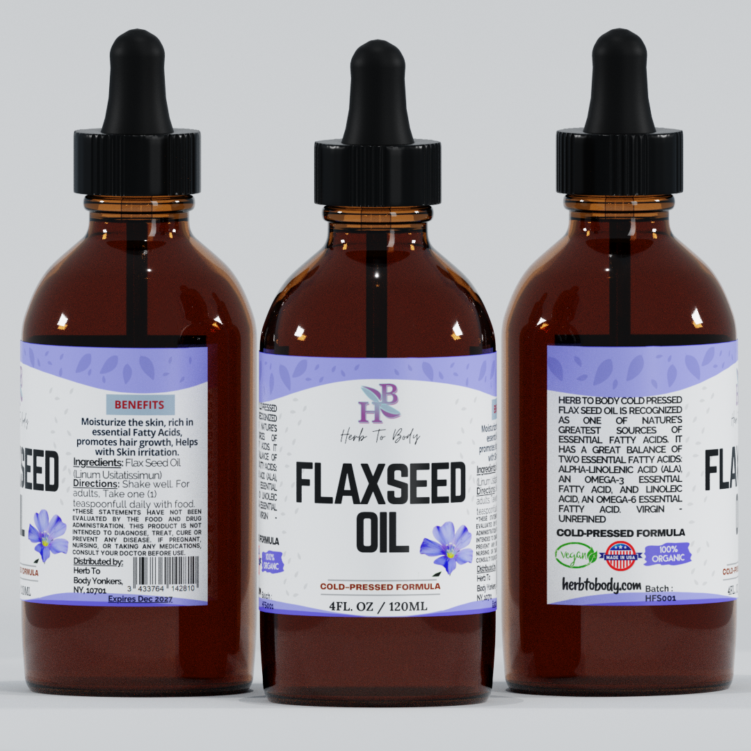 Herb To Body Organic Cold Pressed Flaxseed Oil Supplement