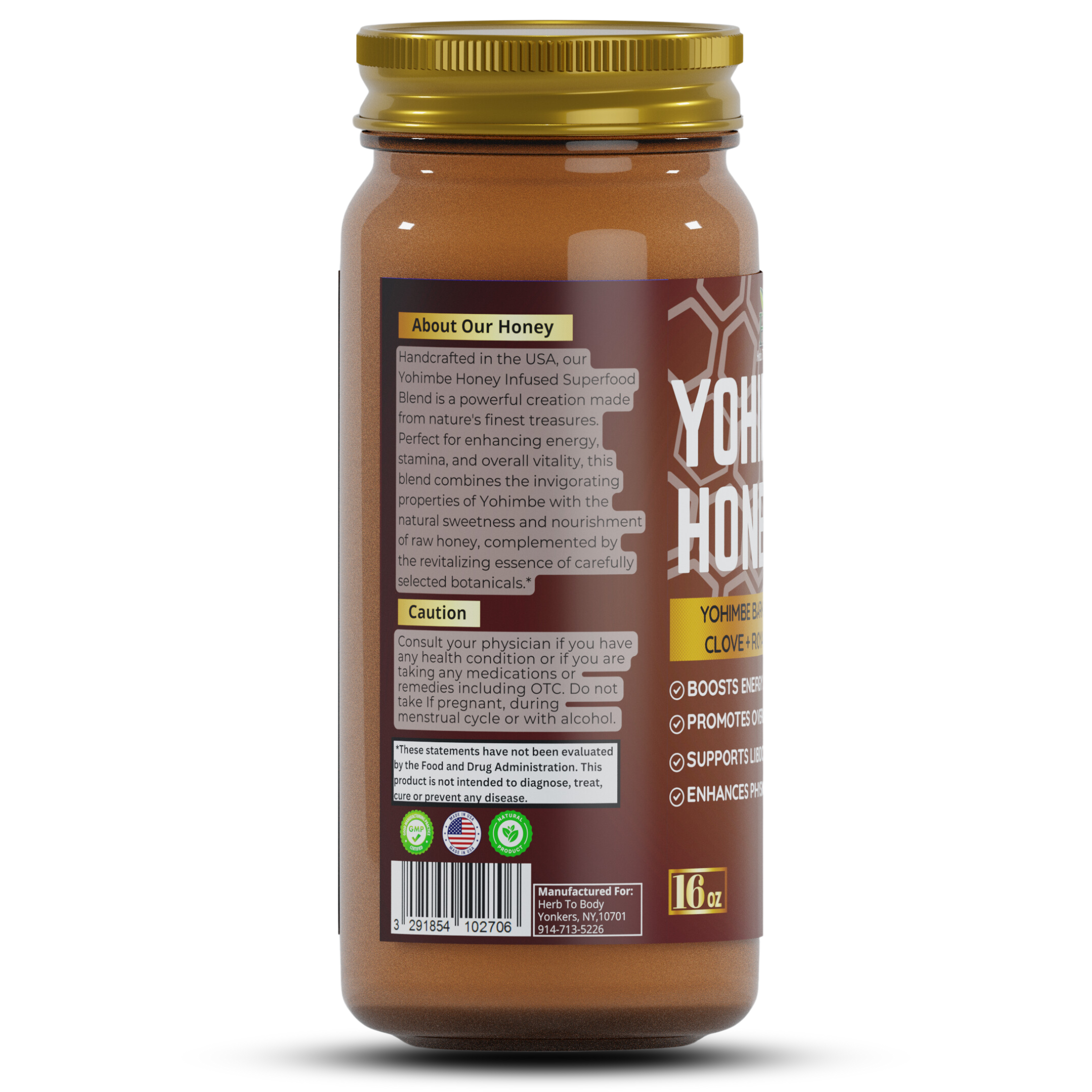Herb to Body Yohimbe Honey Botanical Blend 16oz