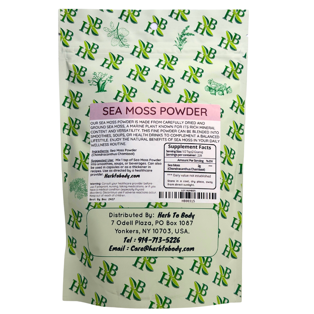 Herb To Body Organic Sea Moss Powder Red Seaweed Supplement