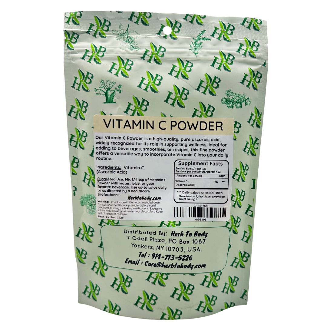 Herb To Body Pure Vitamin C Powder Ascorbic Acid Supplement
