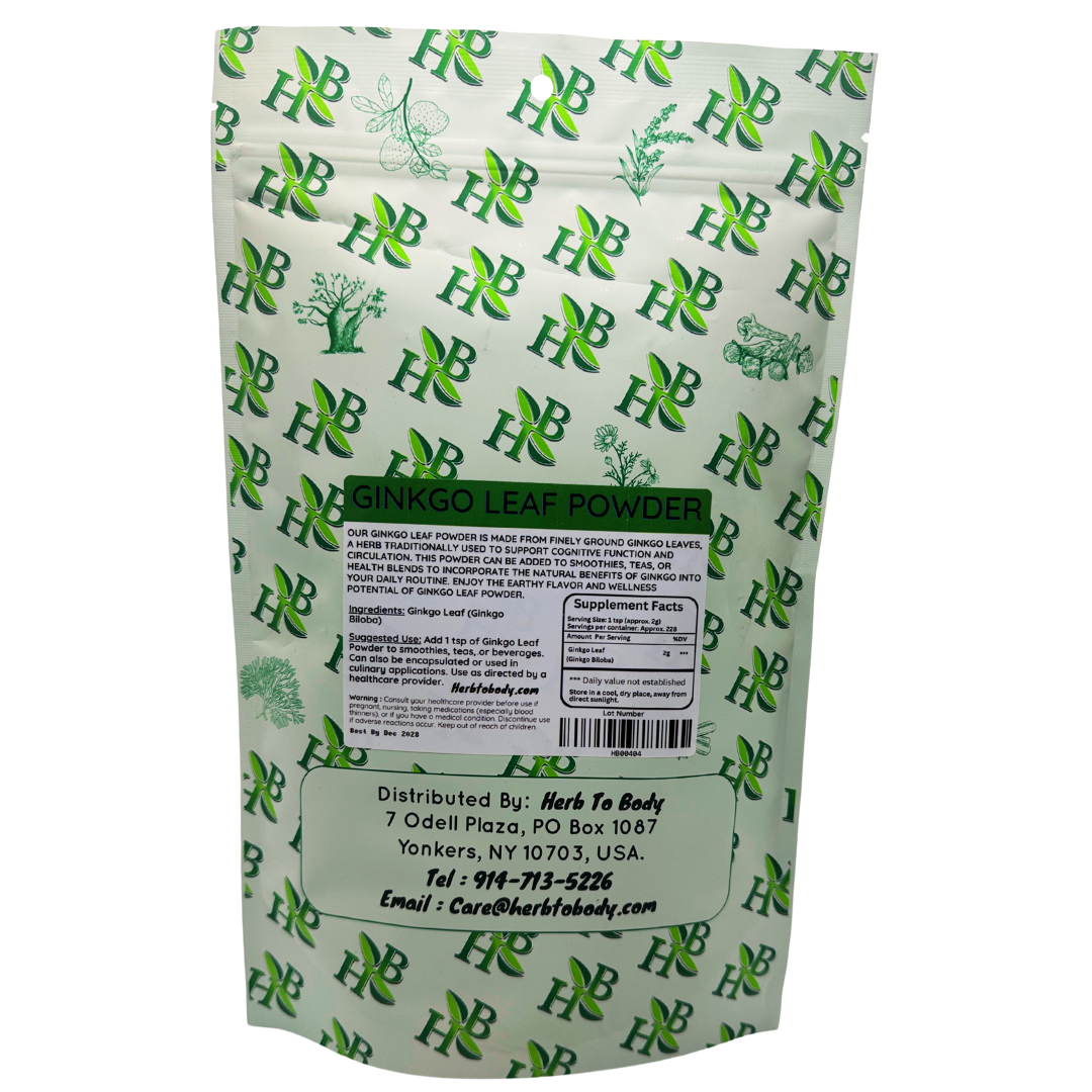 Herb To Body Ginkgo Leaf Powder Pure Botanical Supplement