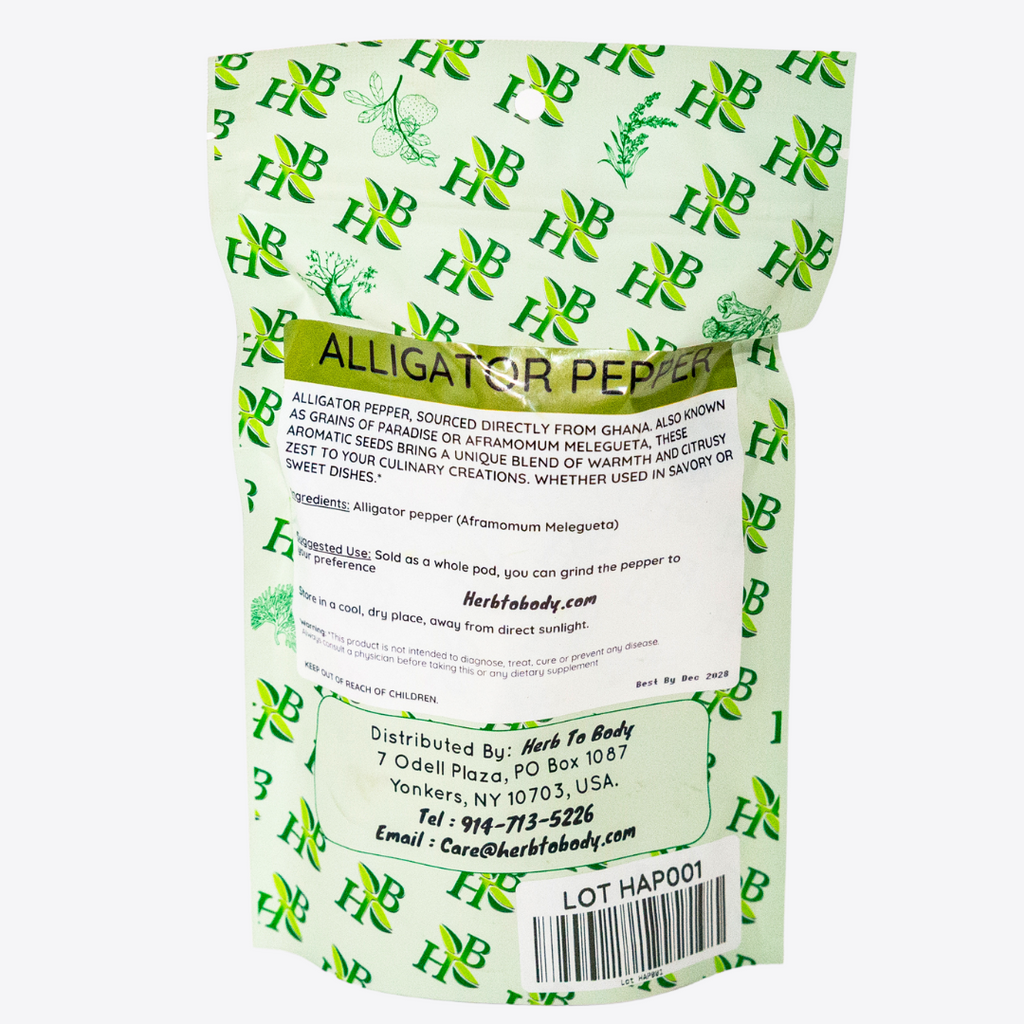 Herb to Body Alligator Pepper West African Spice 5 Count