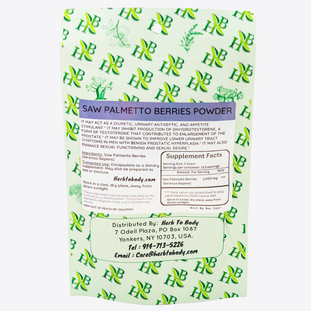 Herb To Body Saw Palmetto Berries Powder Whole Supplement