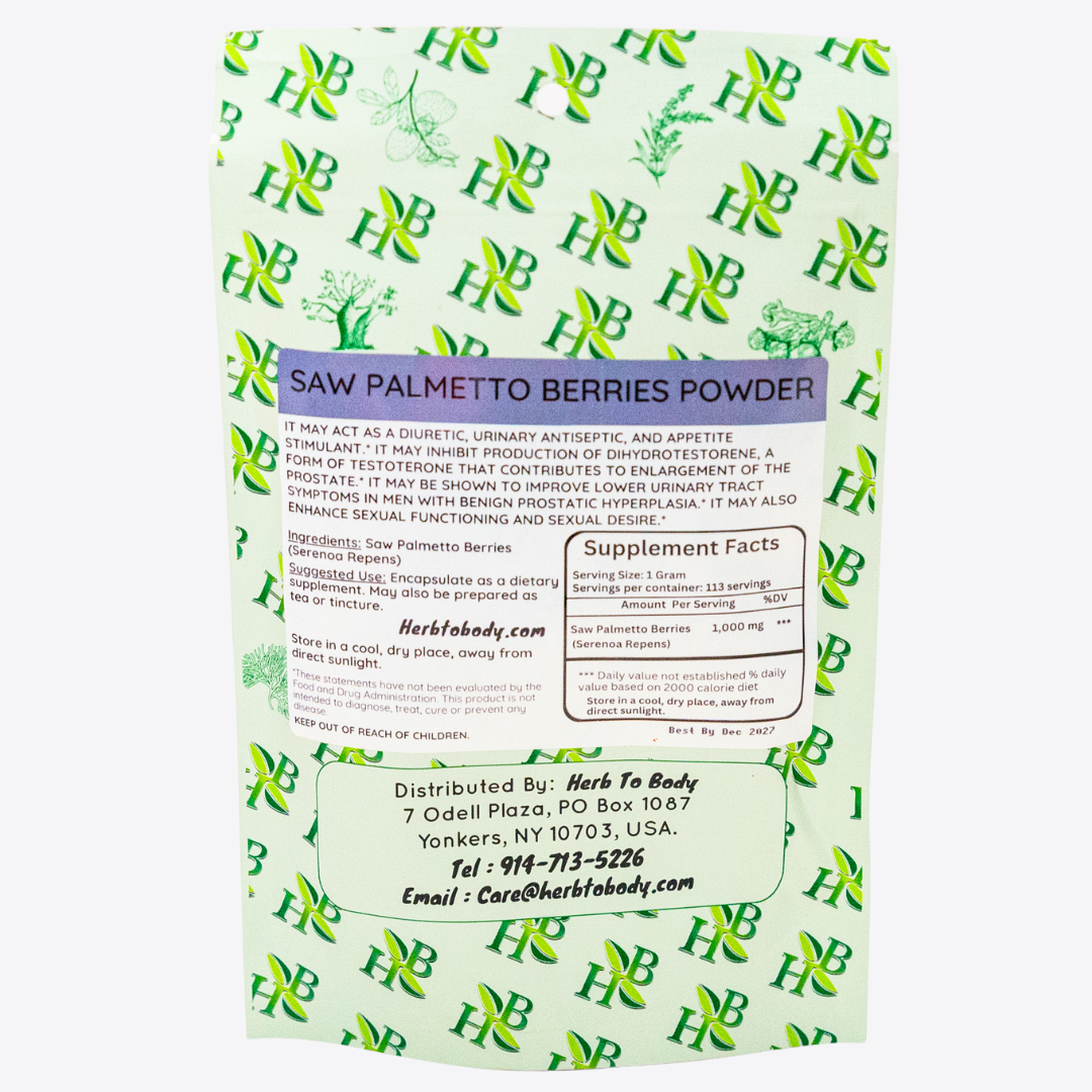 Herb To Body Saw Palmetto Berries Powder Whole Supplement