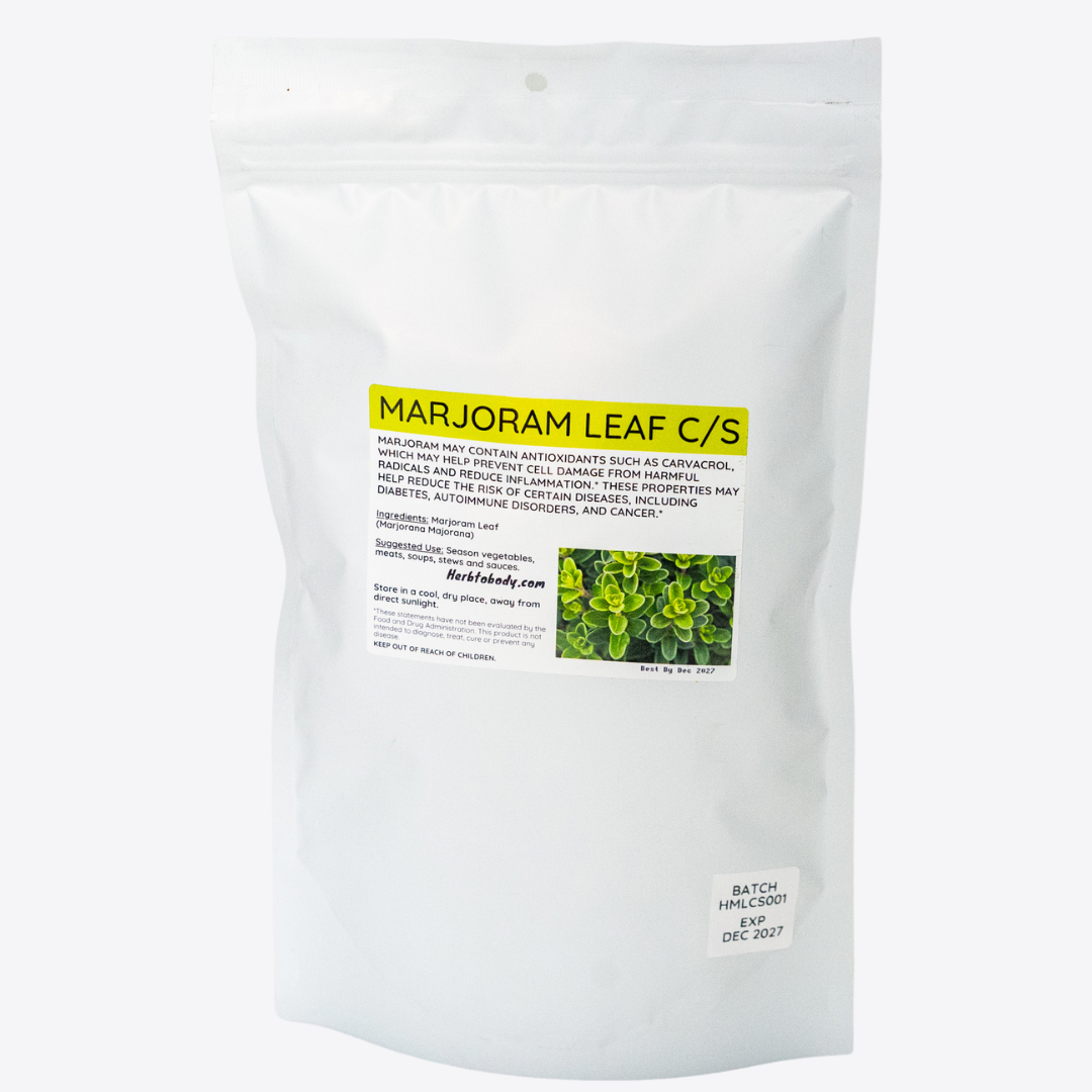 Herb To Body Marjoram Leaf Dried Herb Cut and Sifted 4oz